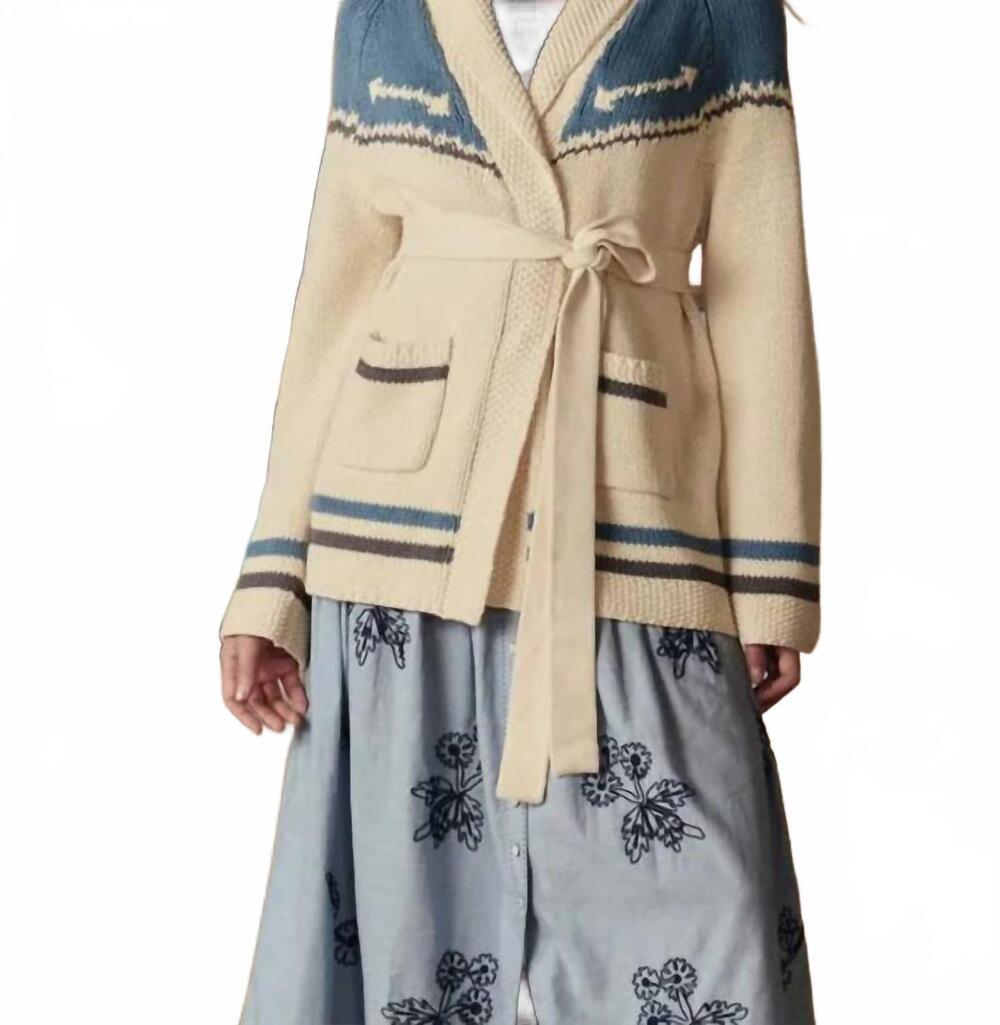 NEW THE GREAT. western riding cardigan sweater in robin blue